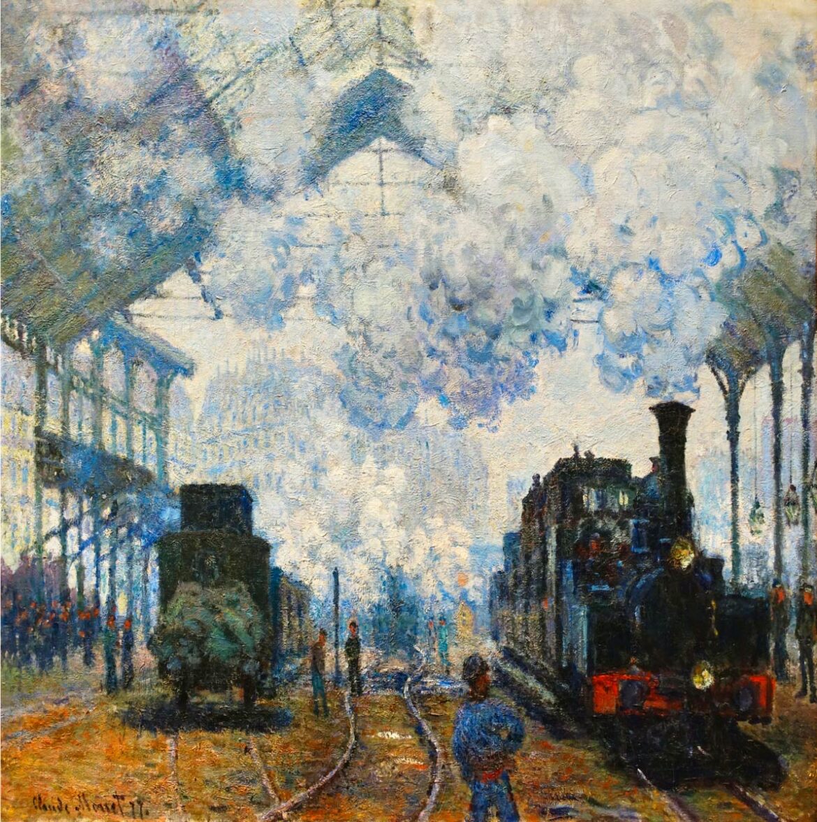 【無料壁紙】クロード・モネ「サンラザール駅の列車の到着 (1877)」 / Claude Monet_Arrival of the Normandy Train (1877)