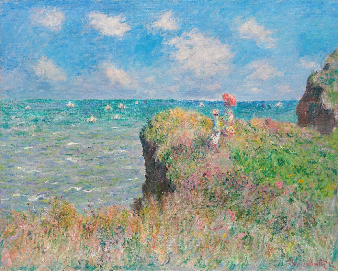【無料壁紙】クロード・モネ「プールヴィルの断崖の上の散歩 (1882)」 / Claude Monet_Cliff Walk at Pourville (1882)