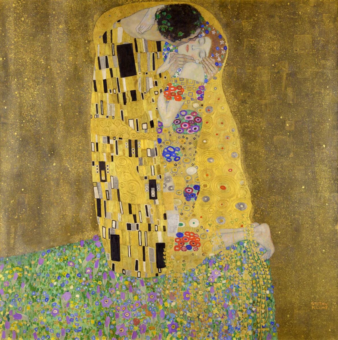 【無料壁紙】グスタフ・クリムト「接吻(1907–1908)」 / Gustav Klimt_The Kiss (1907–1908)