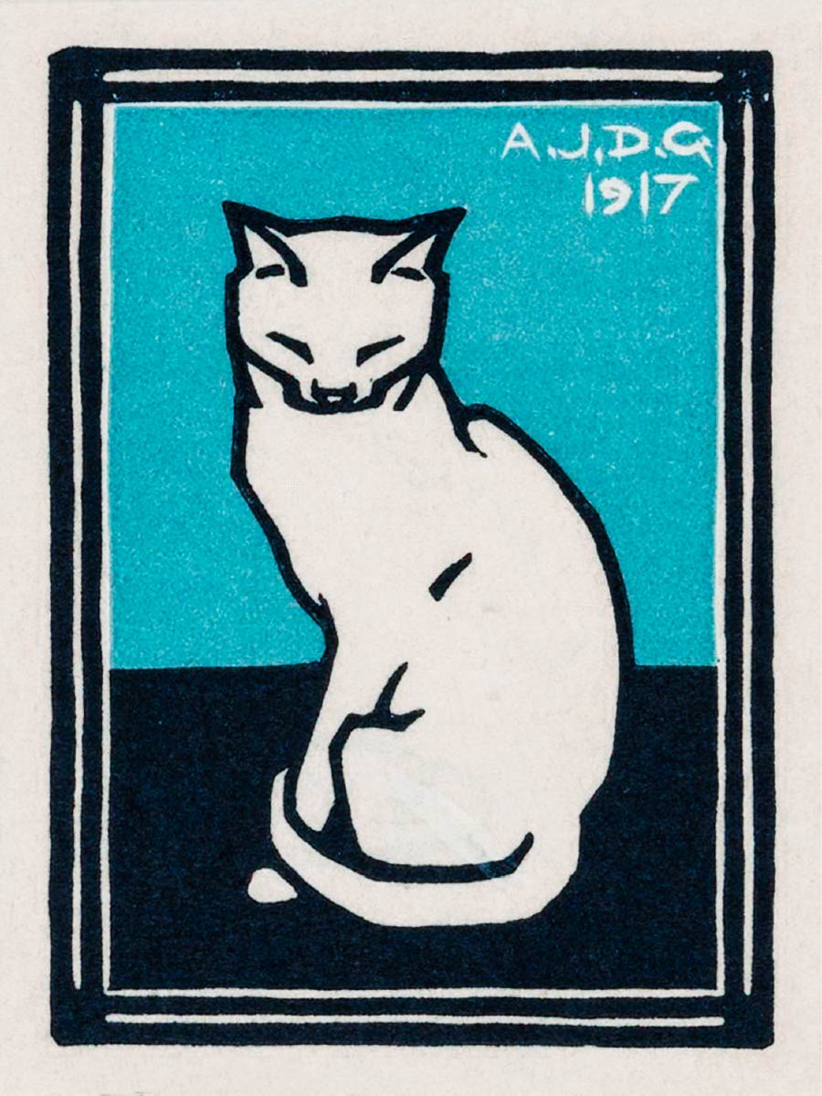 【無料壁紙】ユリー・デ・フラーハ_座る猫 (1917) / Julie de Graag_Sitting Cat (1917)
