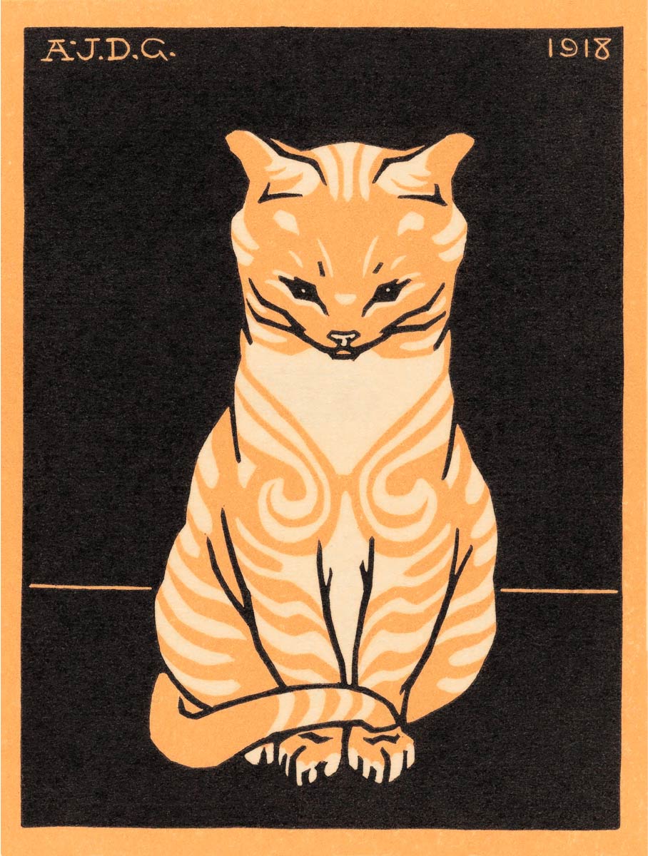 【無料壁紙】ユリー・デ・フラーハ_座る猫 (1918) / Julie de Graag_Sitting Cat (1918)