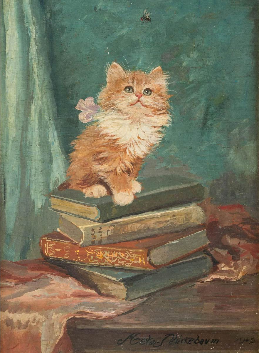 【無料壁紙】メタ・プラッケバウム_本の上の子猫 / Meta Pluckebaum_Kitten on the book