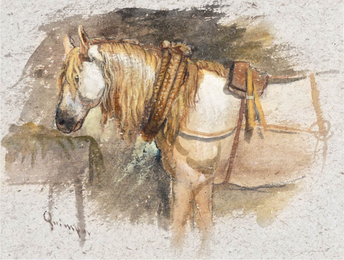 【無料壁紙】サミュエル・コールマン_馬のスケッチ, ブルターニュ / Samuel Colman_Study of a Horse, Brittany (1873–1874)