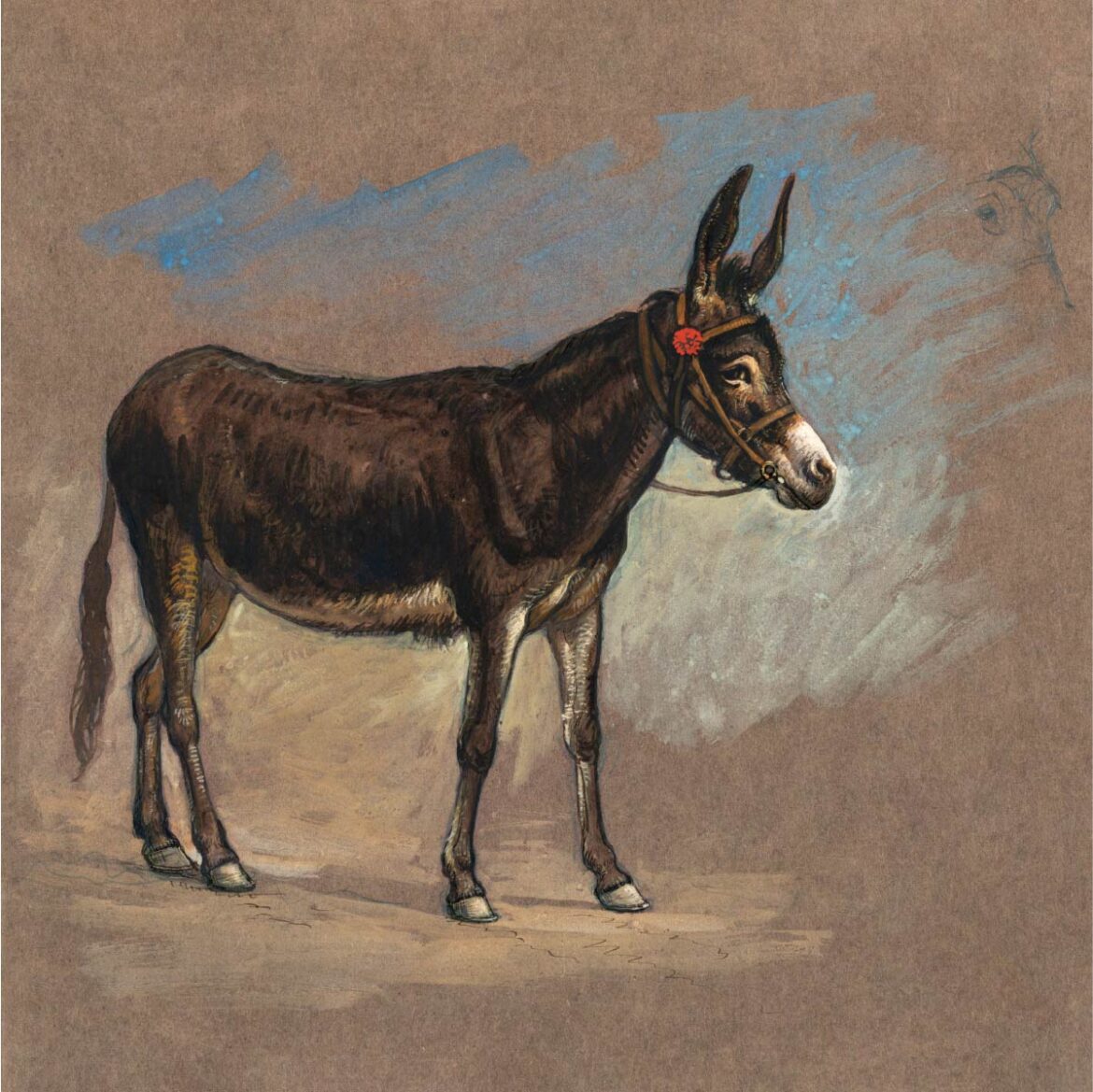 【無料壁紙】サミュエル・コールマン_ラバのスケッチ / Samuel Colman_Study of a Mule (1872–1875)