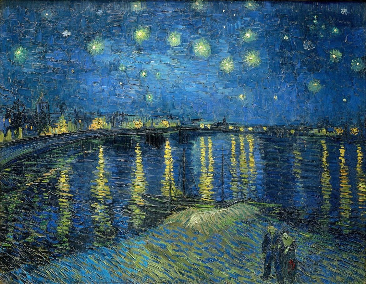 【無料壁紙】フィンセント・ファン・ゴッホ「ローヌ川の星月夜 (1888)」 / Vincent Van Gogh_Starry Night Over the Rhone (1888)