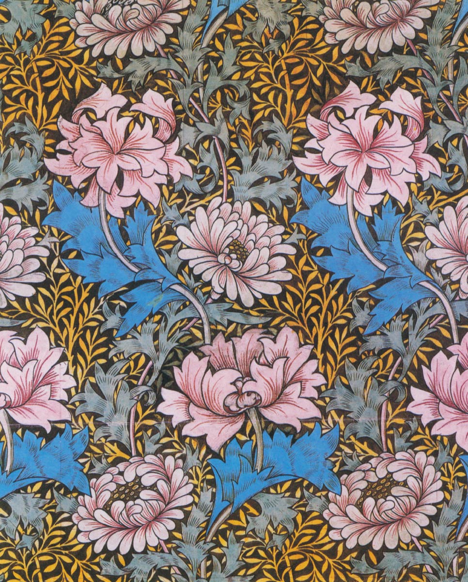 【無料壁紙】ウィリアム・モリス「菊のデザイン (1886)」 / William Morris_Chrysanthemum (1886)