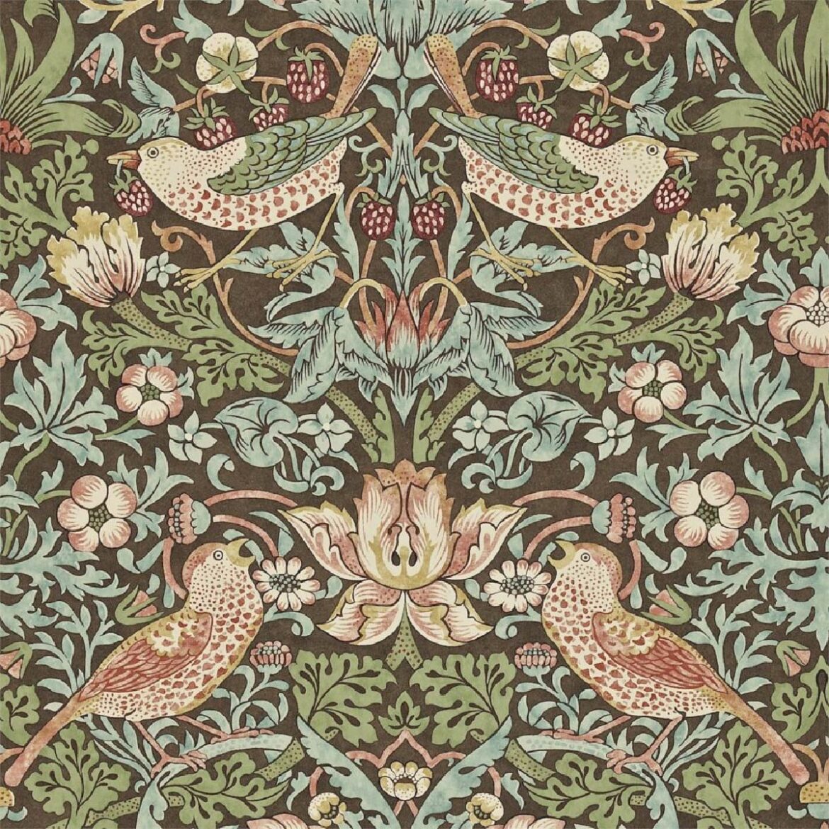 【無料壁紙】ウィリアム・モリス「いちご泥棒 (1883)」 / William Morris_Strawberry Thief pattern (1883)