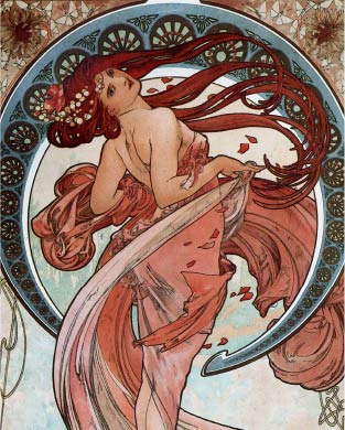 無料壁紙】アルフォンス・ミュシャ「四芸術-ダンス (1898 