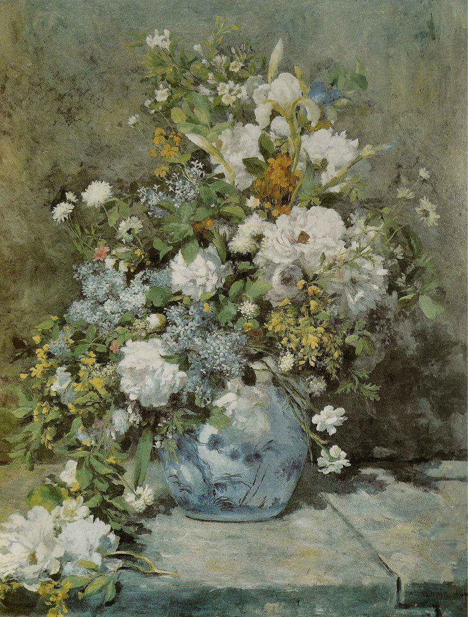 【無料壁紙】ピエール＝オーギュスト・ルノワール「春の花束 (1866)」 / Pierre Auguste Renoir_Bouquet printanier (1866)
