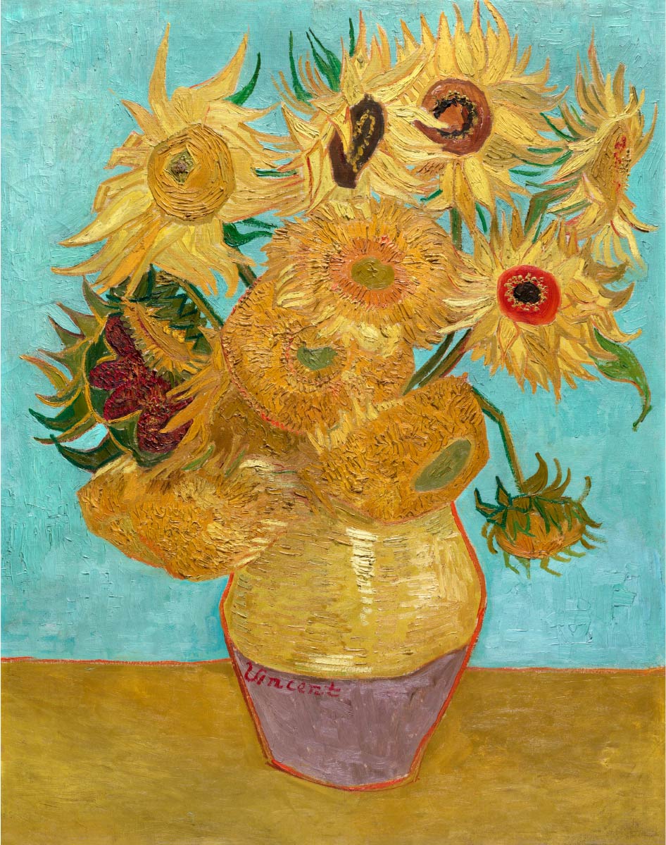 【無料壁紙】フィンセント・ファン・ゴッホ「ひまわり (12本のひまわり) (1888–1889)」 / Vincent van Gogh_Vase with Twelve Sunflowers (1888–1889)