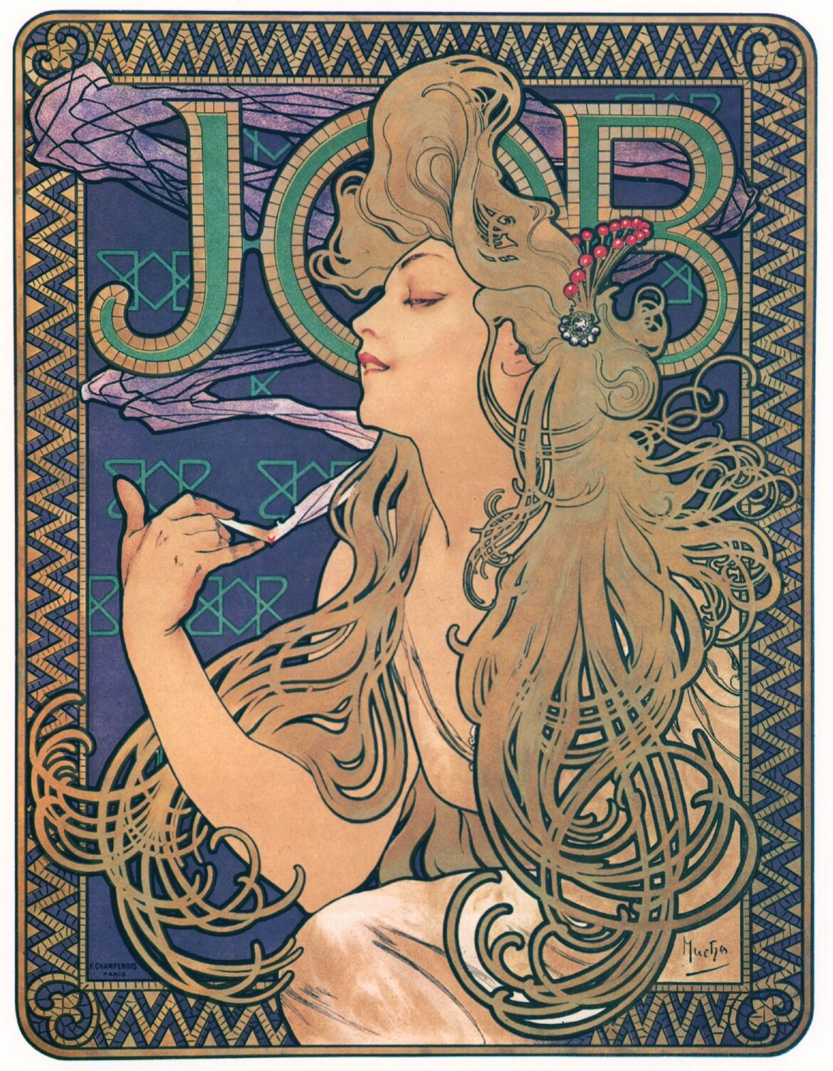 【無料壁紙】アルフォンス・ミュシャ「ジョブ (1896)」 / Alphonse Maria Mucha_JOB (1896)