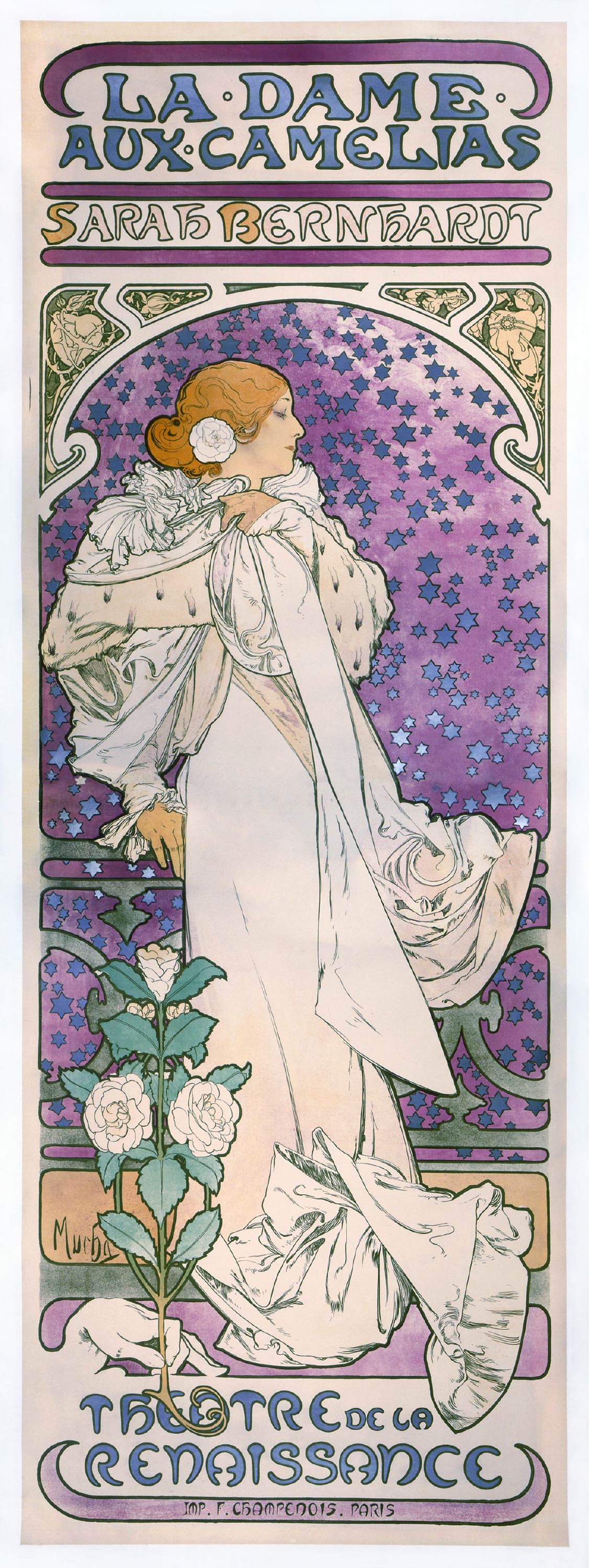 【無料壁紙】アルフォンス・ミュシャ「椿姫 (1896)」 / Alphonse Maria Mucha_La dame aux camelias (1896)