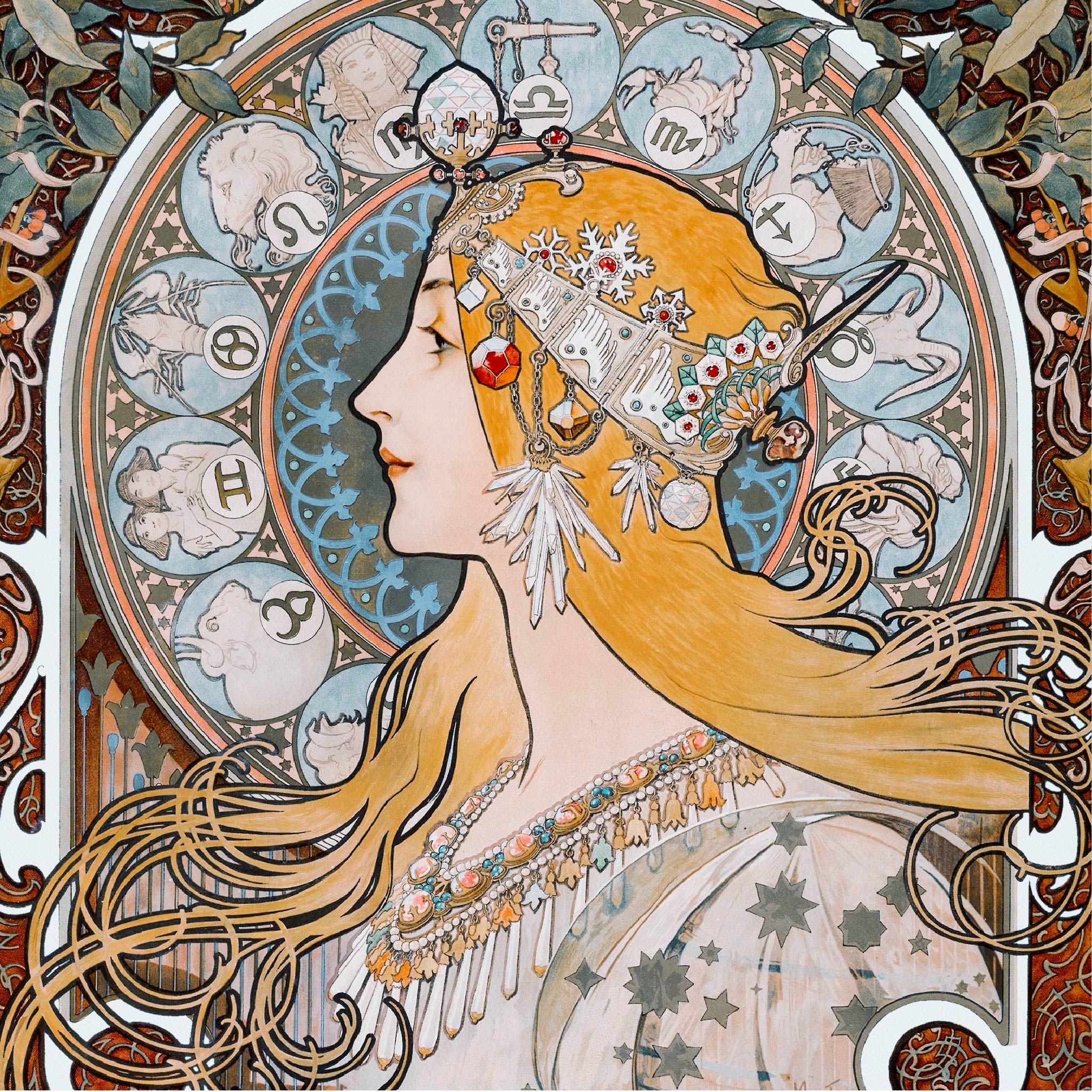 無料壁紙】アルフォンス・ミュシャ「黄道十二宮 (1896)」 / Alphonse 