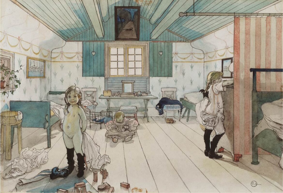 【無料壁紙】カール・ラーション「ママと小さな女の子の部屋 (1897)-From A Homeより」 / Carl Larsson_Mamma’s and the small girls’ room (1897)-From A Home