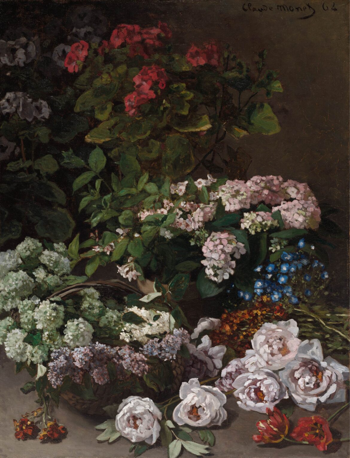 【無料壁紙】クロード・モネ「春の花 (1864)」 / Claude Monet_Spring Flowers (1864)