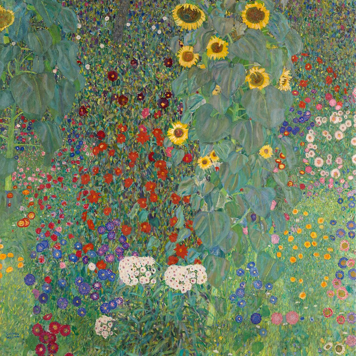 【無料壁紙】グスタフ・クリムト「ひまわりの咲く農園 (1907)」 / Gustav Klimt_Farm Garden with Sunflowers (1907)
