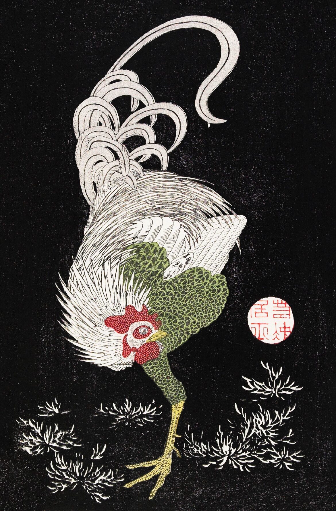 【無料壁紙】伊藤 若冲「雄鶏 (18世紀)」 / Ito Jakuchu_Japanese rooster (18th century)