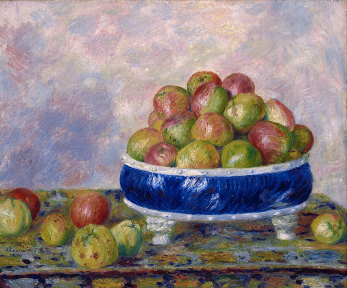 【無料壁紙】ピエール＝オーギュスト・ルノワール「皿のリンゴ  (1883)」 / Pierre Auguste Renoir_Apples in a Dish (1883)