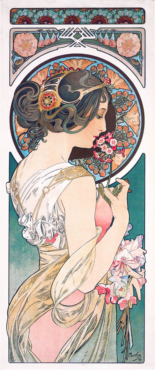 【無料壁紙】アルフォンス・ミュシャ「桜草 (1899)」 / Alphonse Maria Mucha_La Primevere (1899)