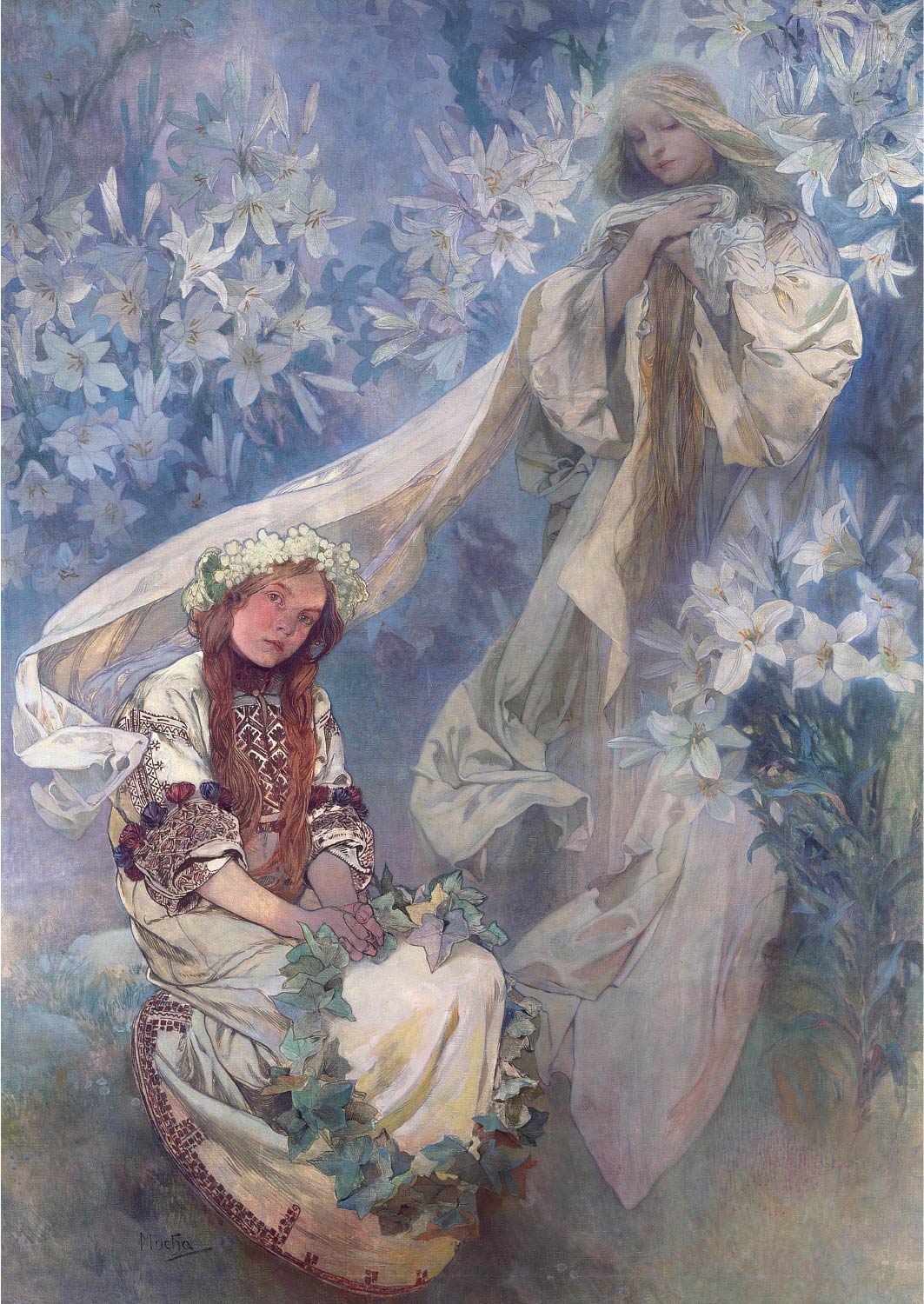 【無料壁紙】アルフォンス・ミュシャ「百合の聖母 (1905)」 / Alphonse Maria Mucha_Madonna of the Lilies (1905)