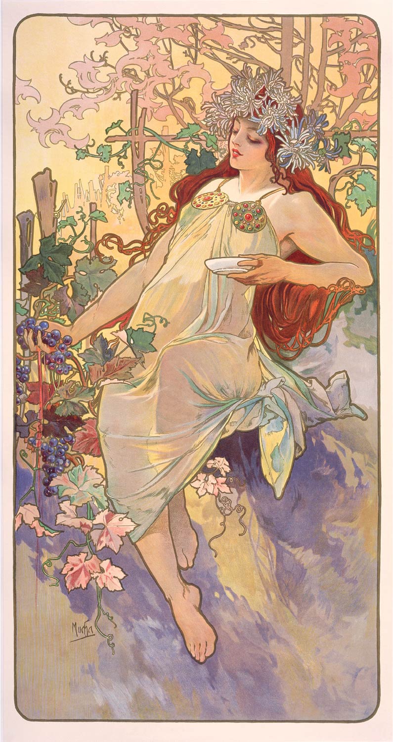 【無料壁紙】アルフォンス・ミュシャ「四季-秋 (1896)」 / Alphonse Mucha_The Four Seasons-Autumn (1896)
