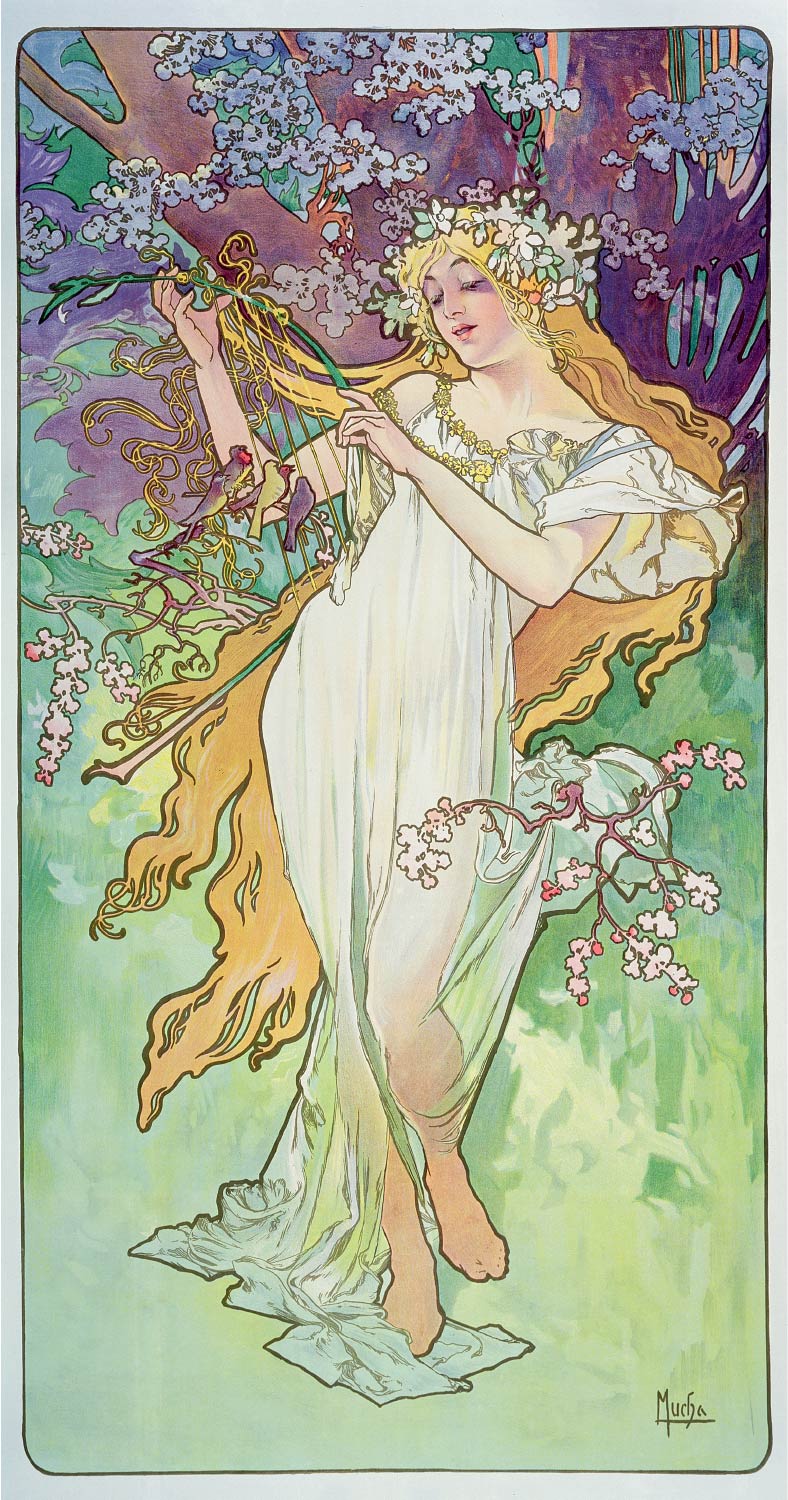 【無料壁紙】アルフォンス・ミュシャ「四季-春 (1896)」 / Alphonse Mucha_The Four Seasons-Spring (1896)