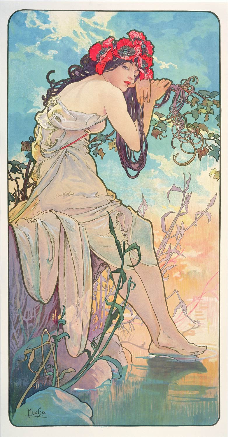 【無料壁紙】アルフォンス・ミュシャ「四季-夏 (1896)」 / Alphonse Mucha_The Four Seasons-Summer (1896)