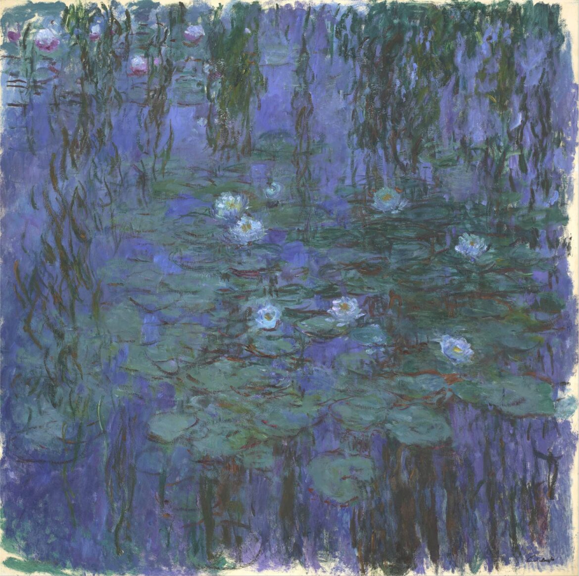 【無料壁紙】クロード・モネ「青い睡蓮 (1916-1919)」 / Claude Monet_Blue Water Lilies (1916 – 1919)
