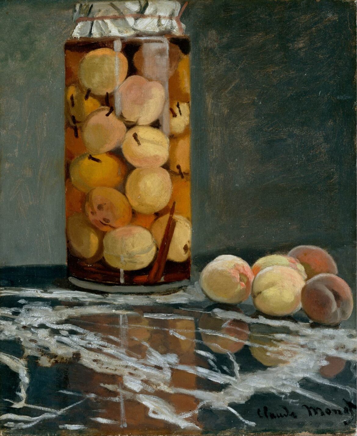 【無料壁紙】クロード・モネ「桃の瓶 (1866頃)」 / Claude Monet_Jar of Peaches (ca.1866)