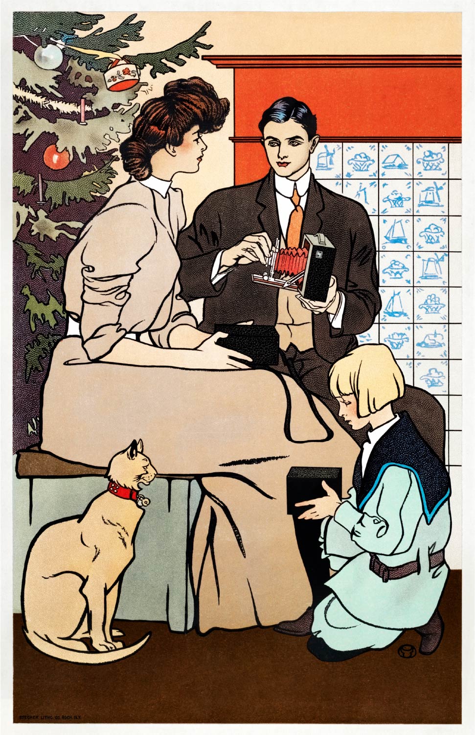【無料壁紙】「ヴィンテージ クリスマス ポスター (ca.1890-1907)」 / Edward Penfield_Vintage Christmas Poster (ca. 1890–1907)