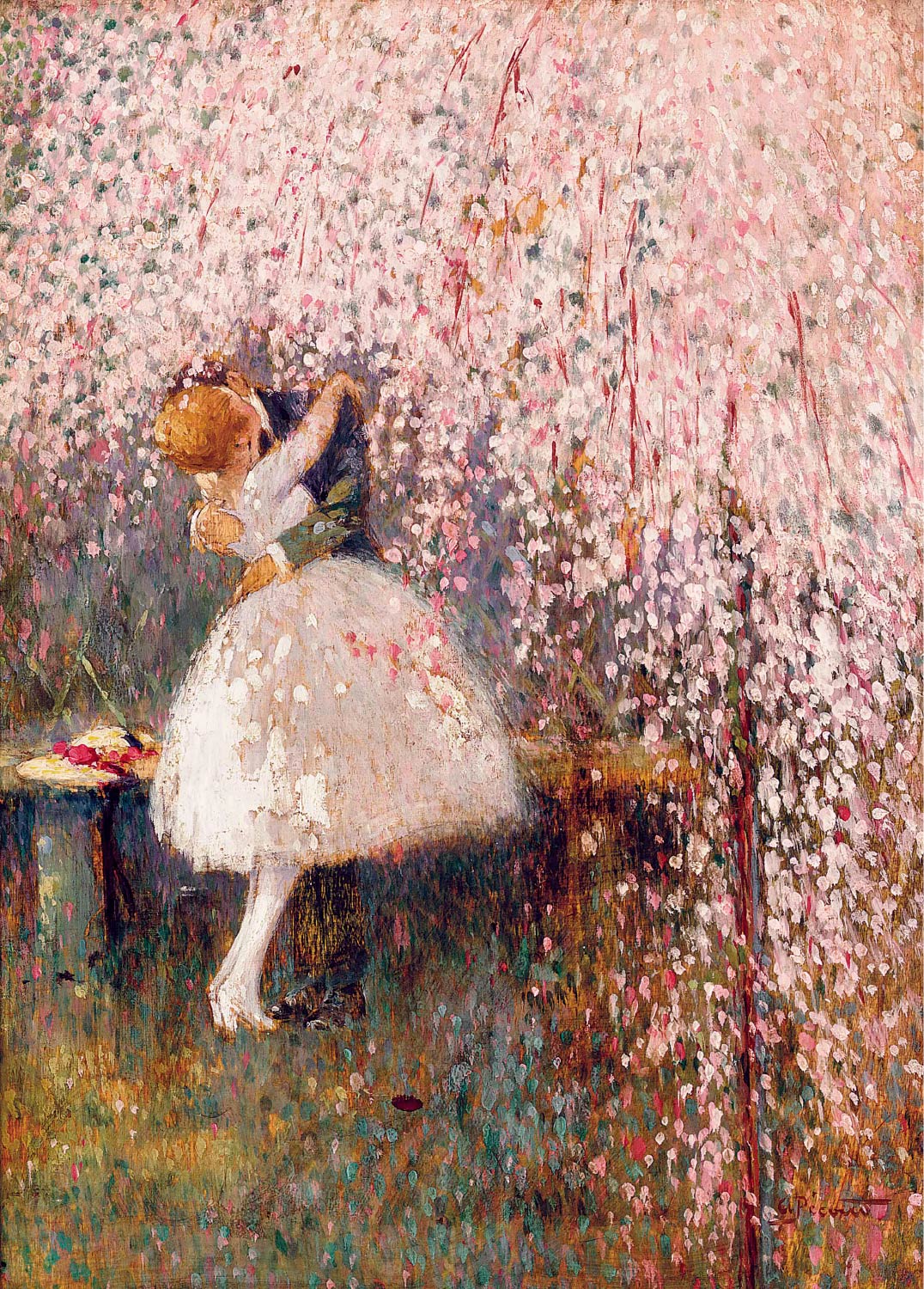 【無料壁紙】ジョルジュ・ピカール「桜の木の下のロマンス (1857-1943)」 / Georges Picard_Romance under the blossom tree (1857-1943)