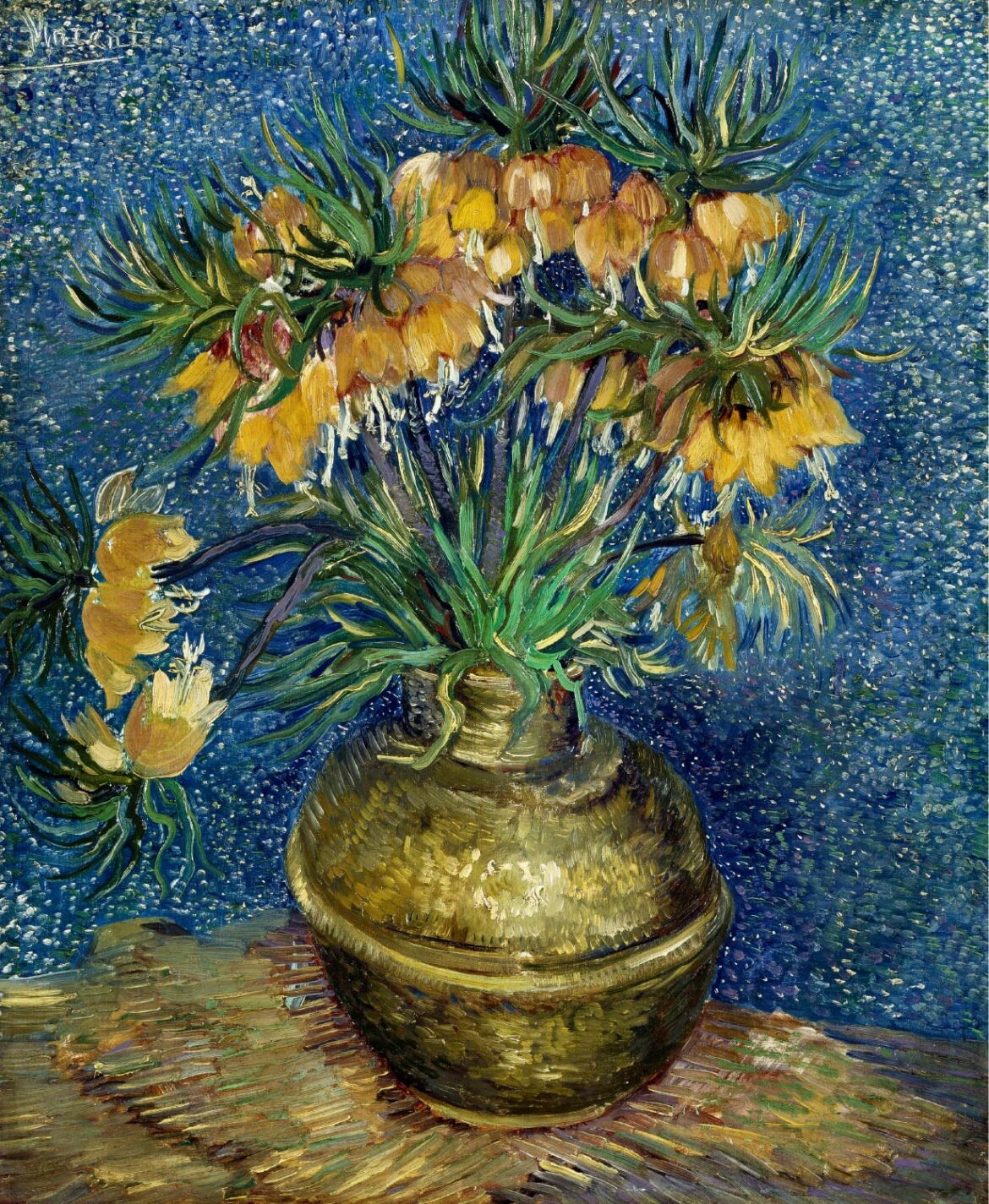 【無料壁紙】フィンセント・ファン・ゴッホ「銅の花瓶のアミガサユリ (1887)」 / Vincent van Gogh_Imperial Fritillaries in a Copper Vase (1887)