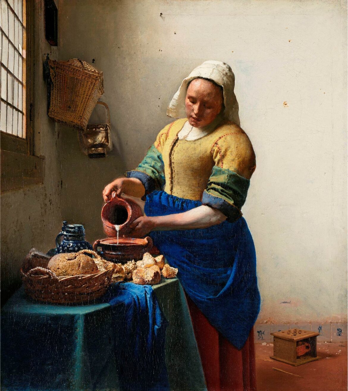 【無料壁紙】ヨハネス・フェルメール「牛乳を注ぐ女 (1660頃)」 / Johannes Vermeer_The Milkmaid (ca. 1660)