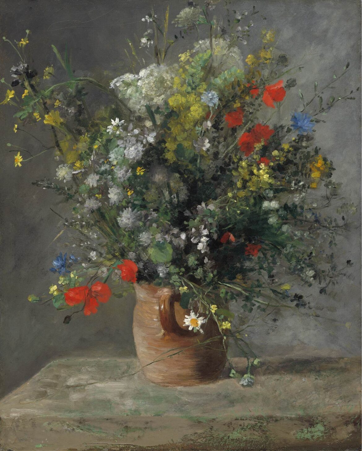 【無料壁紙】ピエール＝オーギュスト・ルノワール「花瓶の花 (1866頃)」 / Pierre Auguste Renoir_Flowers in a Vase (c. 1866)