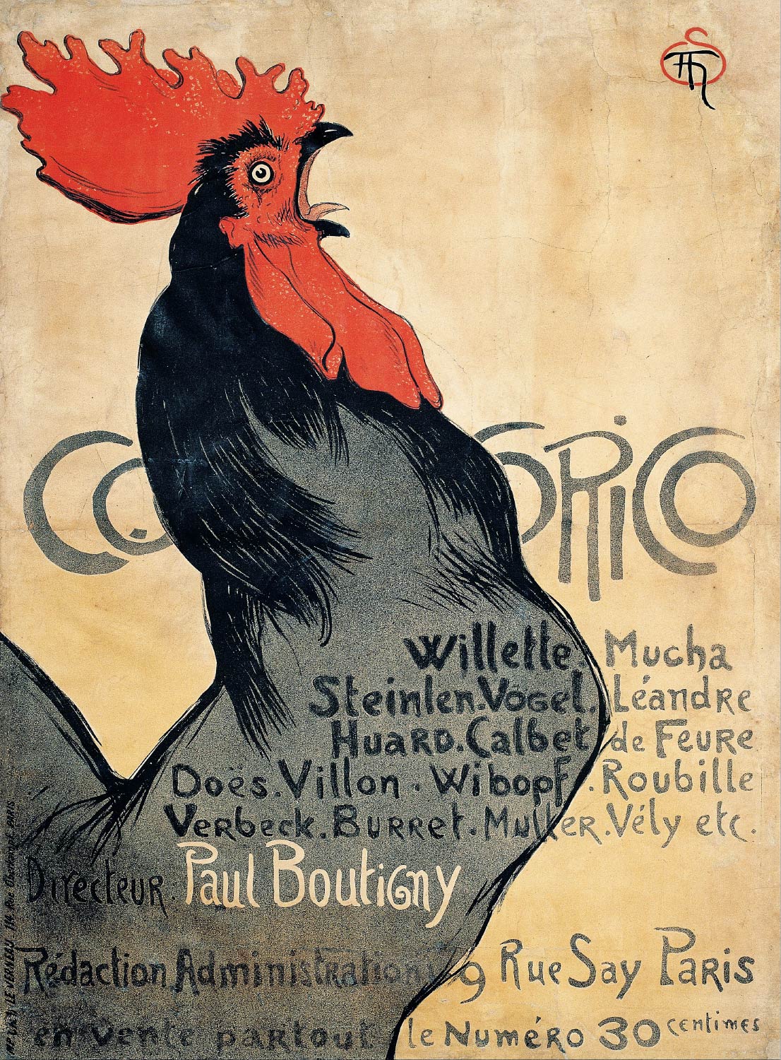 【無料壁紙】アレクサンドル・スタンラン「ココリコ (1899)」 / Alexandre Steinlen_Cocorico (1899)