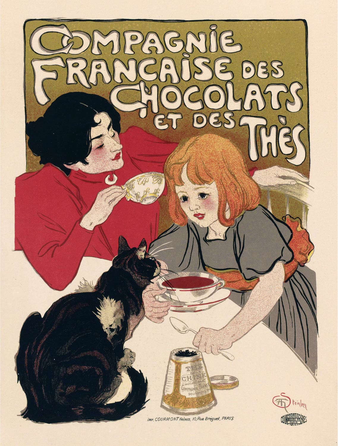 【無料壁紙】アレクサンドル・スタンラン「カンパニー・フランセーズ・デ・ショコラ (1895)」 / Alexandre Steinlen_Compagnie Française des Chocolats et des Thés (1895)