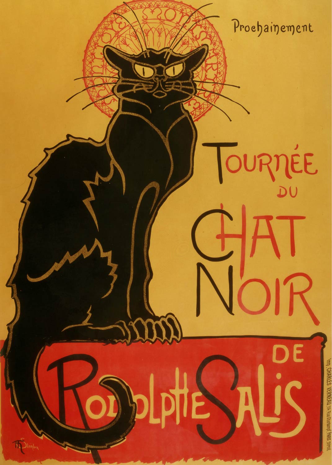 【無料壁紙】アレクサンドル・スタンラン「ルドルフ・サリスの黒猫の巡業 (1896)」 / Alexandre Steinlen_Tournée du Chat Noir de Rodolphe Salis (1896)