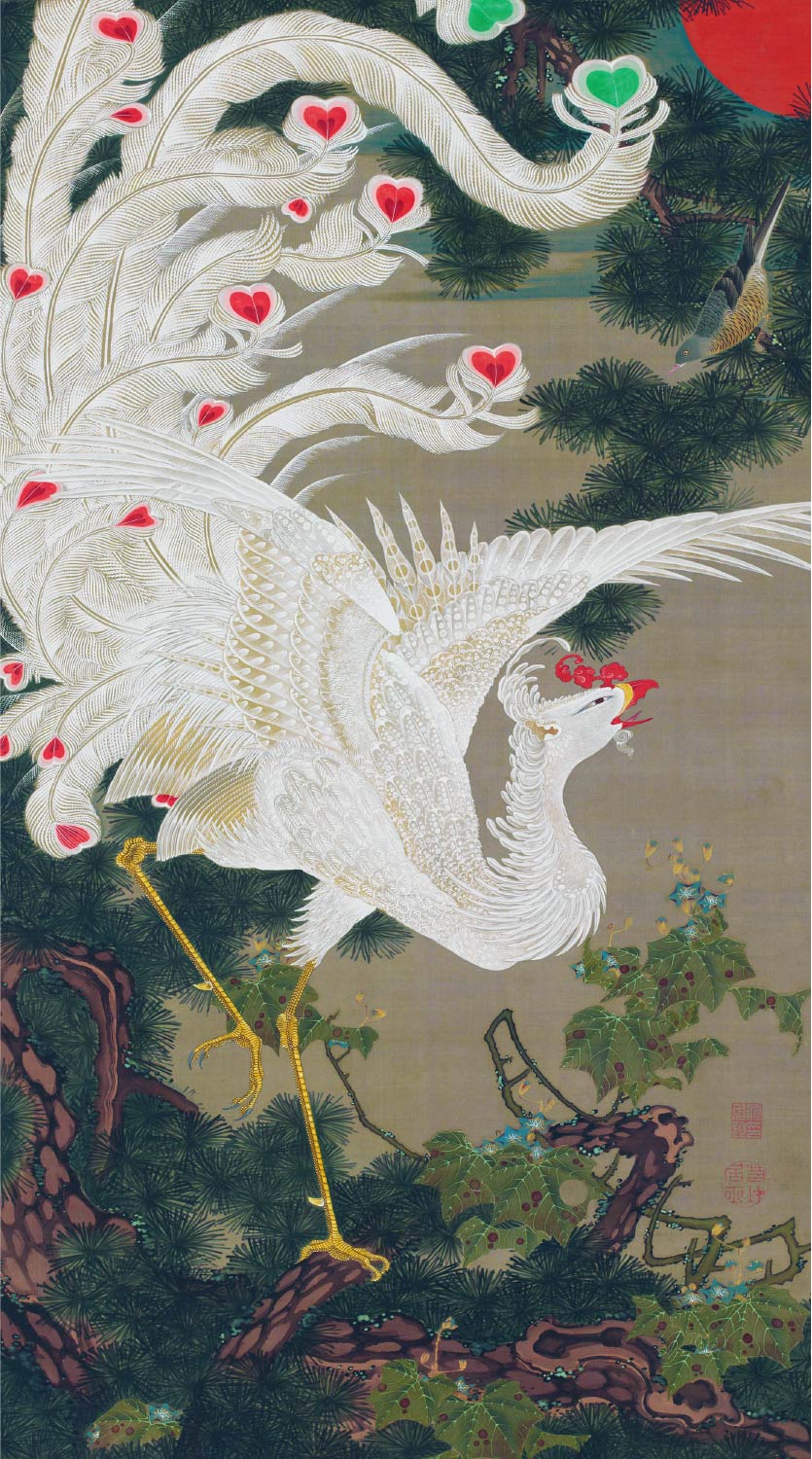 【無料壁紙】伊藤 若冲「老松白鳳図 (1765-1766)」 / Ito Jakuchu_Old Pine Tree and White Phoenix (1765-1766)