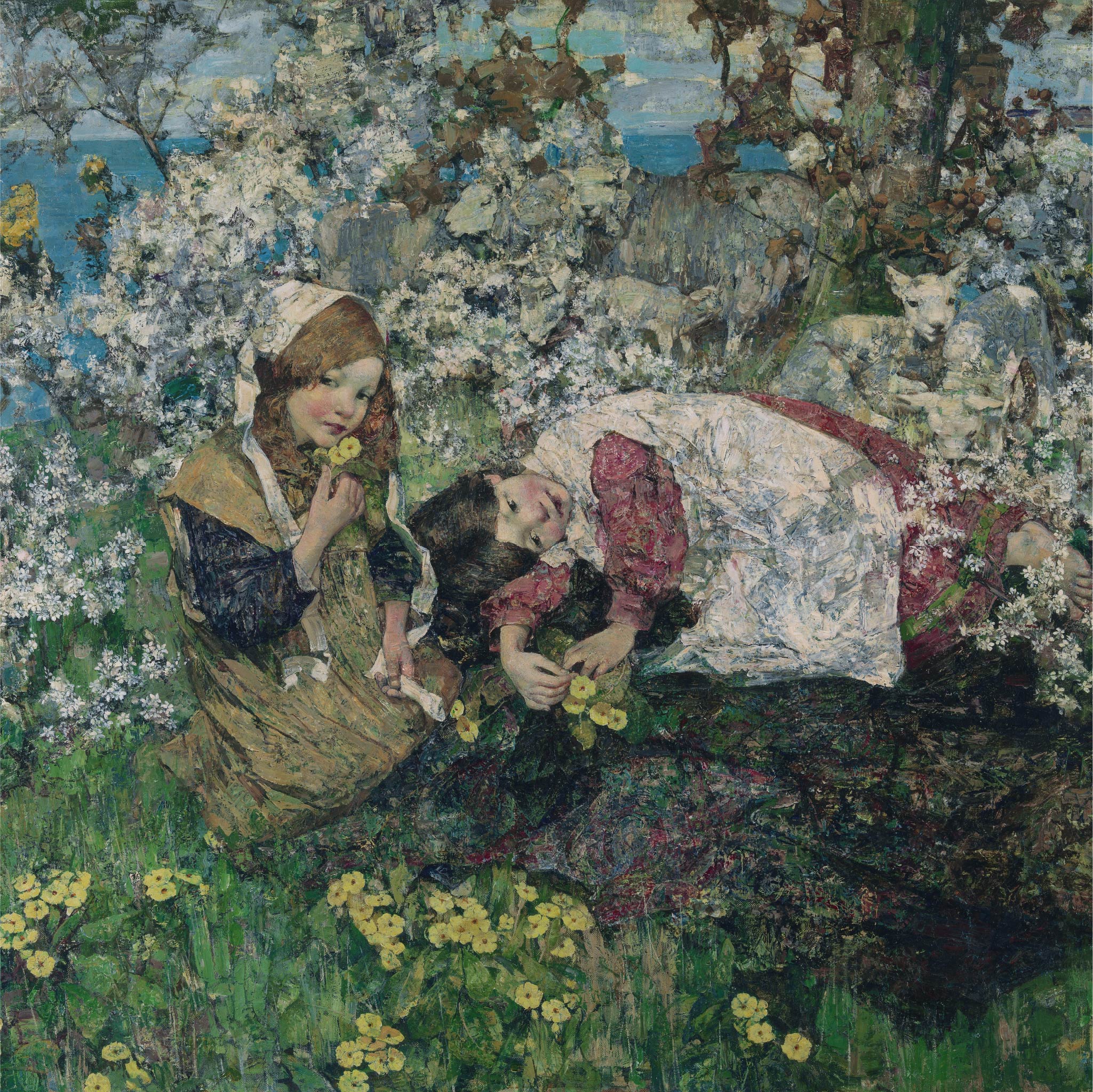 Idyll Spring 【無料壁紙】エドワード・ホーネル「春の牧歌 (1905)」 / Edward Atkinson Hornel_Idyl in Spring ...