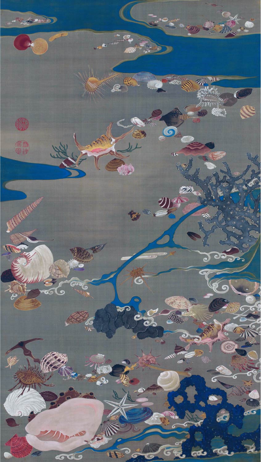 【無料壁紙】伊藤 若冲「貝甲図 (1761-1765)」 / Ito Jakuchu_Baiko-zu(Shells) (1761-1765)