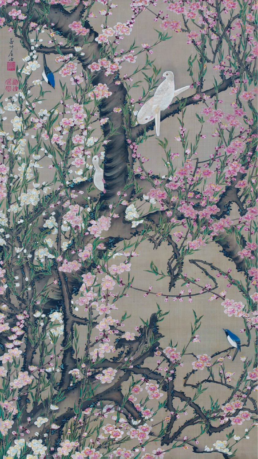 【無料壁紙】伊藤 若冲「桃花小禽図 (18世紀)」 / Ito Jakuchu_Toka Shokin-zu(Peach Blossoms and Small Birds) (18th century)