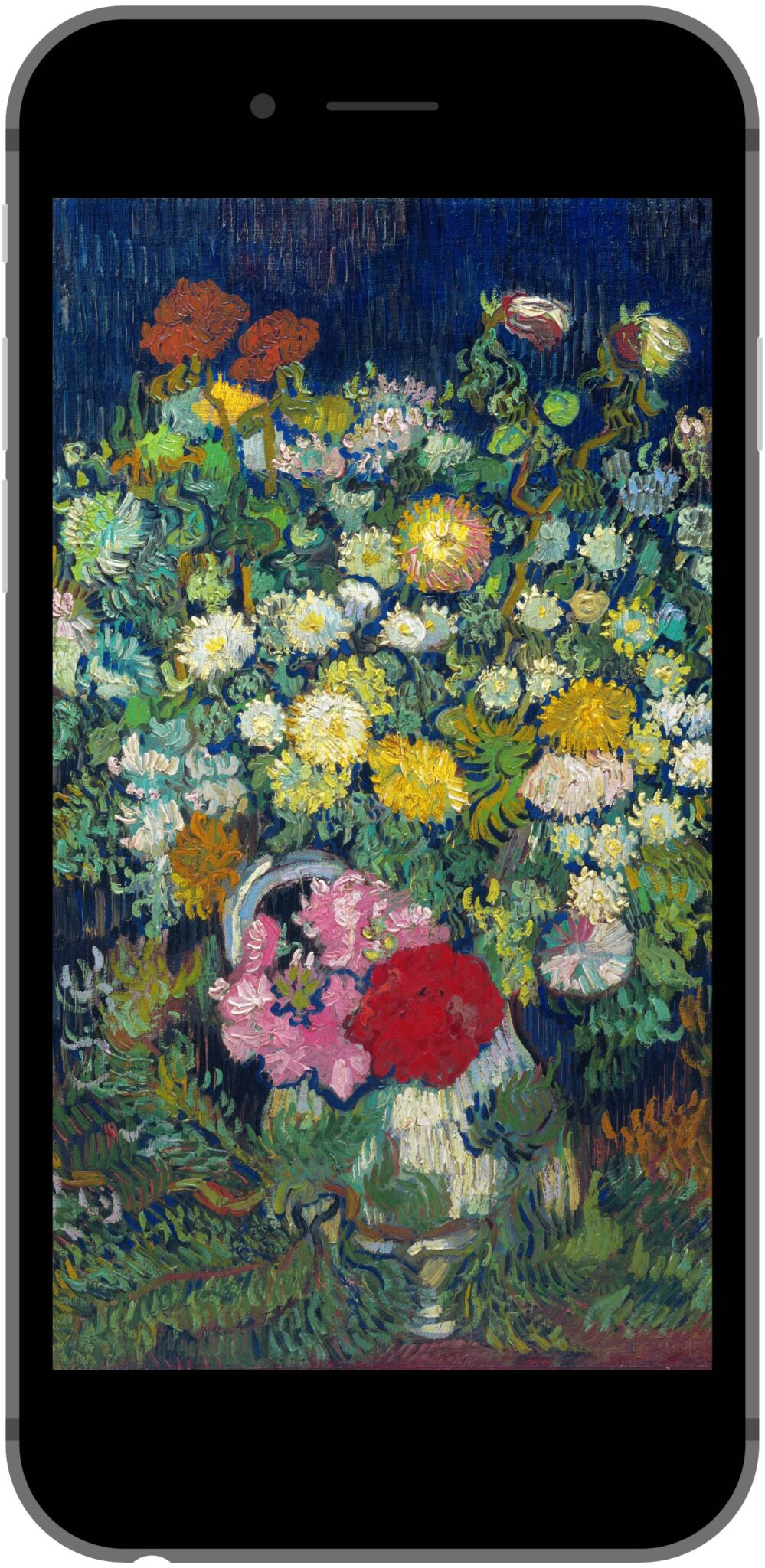 花瓶の菊と野の花々のスカート
