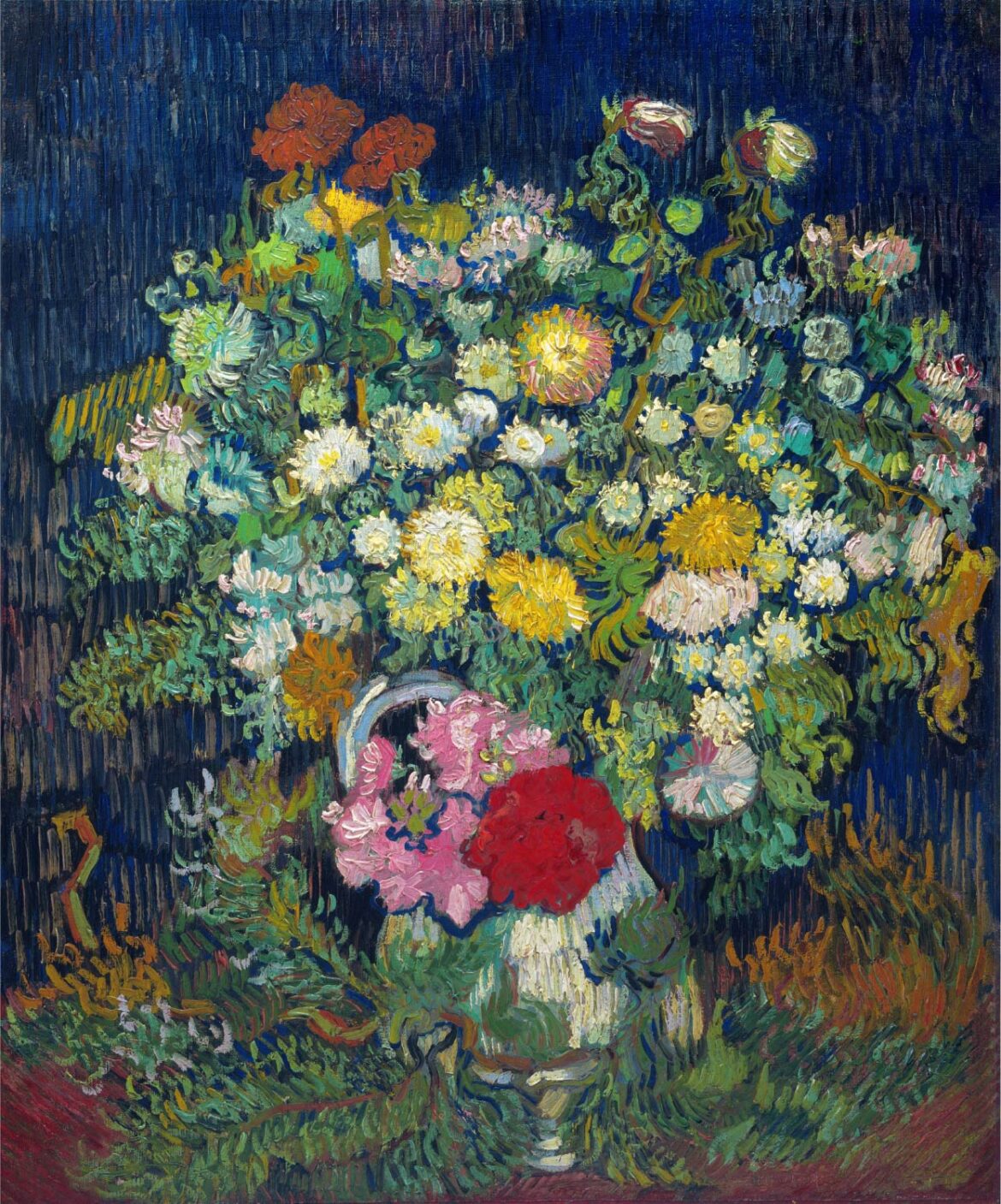 【無料壁紙】フィンセント・ファン・ゴッホ「花瓶の菊と野の花々 (1890)」 / Vincent van Gogh_Bouquet of Flowers in a Vase (1890)