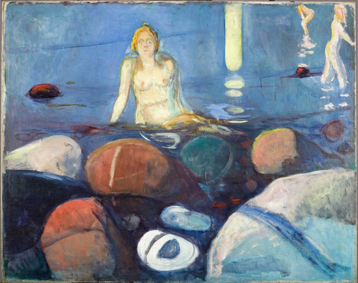 【無料壁紙】エドヴァルド・ムンク「夏の夜、人魚 (1893)」 / Edvard Munch_Summer Night. Mermaid (1893)