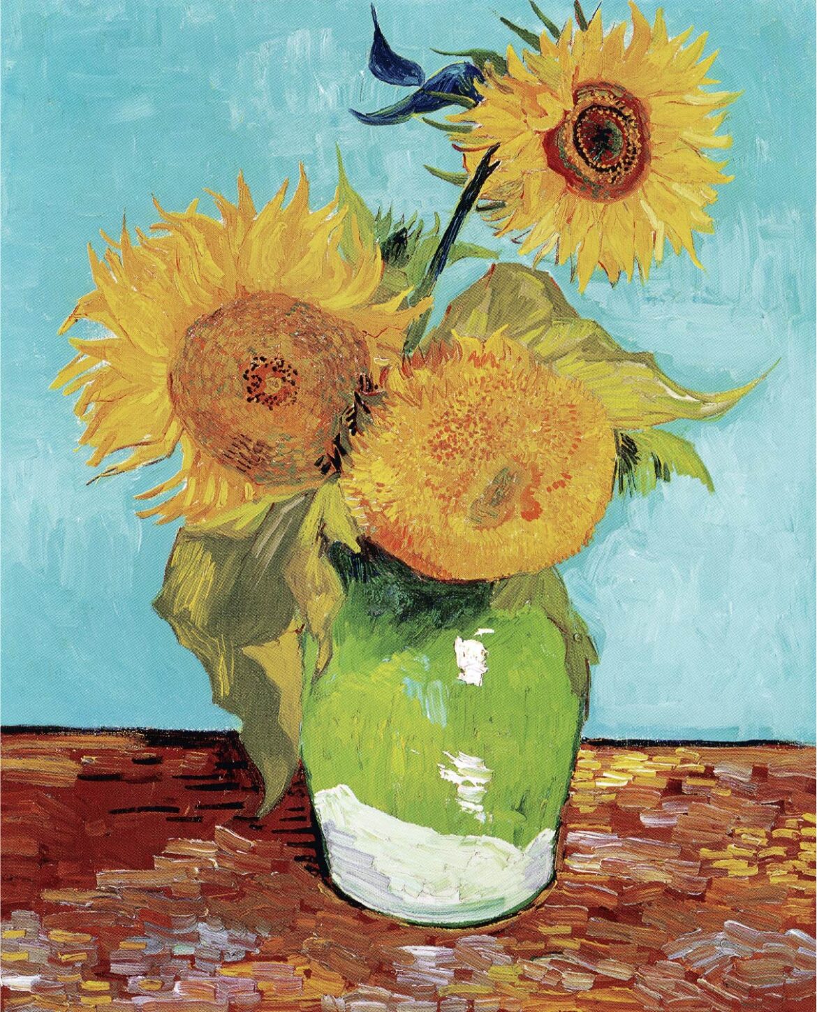 【無料壁紙】フィンセント・ファン・ゴッホ「ひまわり (3本のひまわり) (1888)」 / Vincent van Gogh_Vase with Three Sunflowers (1888)