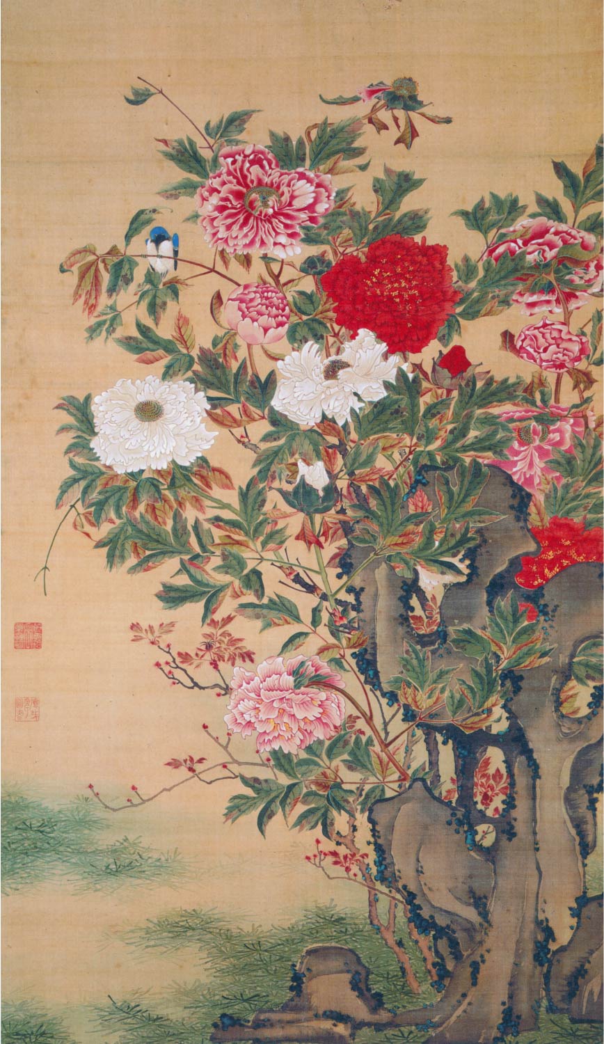 【無料壁紙】伊藤 若冲「牡丹図 (1747-1751)」 / Ito Jakuchu_Botan-zu (Peonies) (1747-1751)