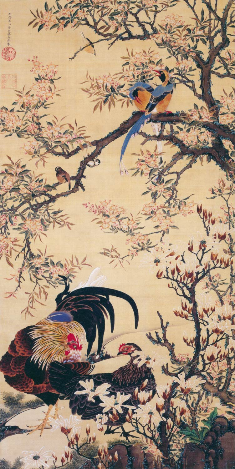 【無料壁紙】伊藤 若冲「花卉双鶏図 (1753-1754)」 / Ito Jakuchu_Kasa Soukei-zu (1773-1774)