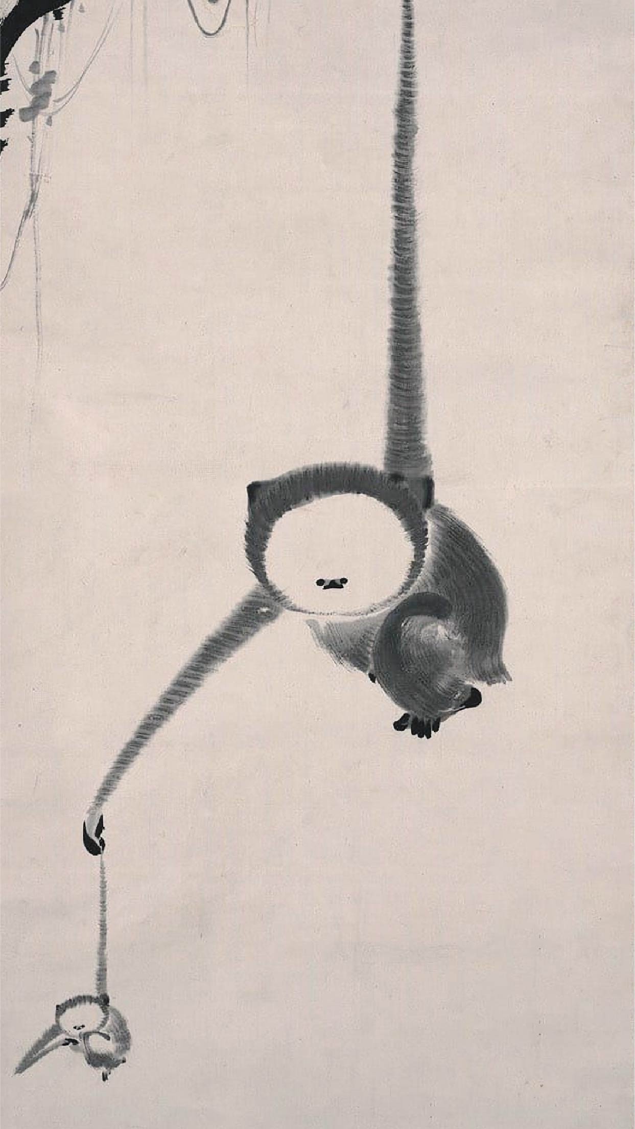 無料壁紙】伊藤 若冲「猿猴捕月図 (1770)」 / Ito Jakuchu_Enko Hogetu 