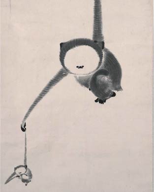 無料壁紙】伊藤 若冲「猿猴捕月図 (1770)」 / Ito Jakuchu_Enko Hogetu 