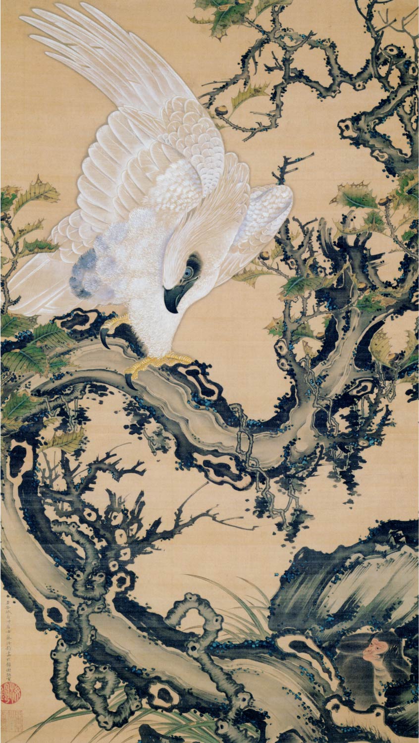 【無料壁紙】伊藤 若冲「枯木鷲猿図 (1756-1757)」 / Ito Jakuchu_Koboku Shuen-zu (1755)